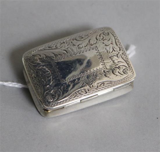 A William IV silver/silver-gilt vinaigrette by Nathaniel Mills, Birmingham 1833.